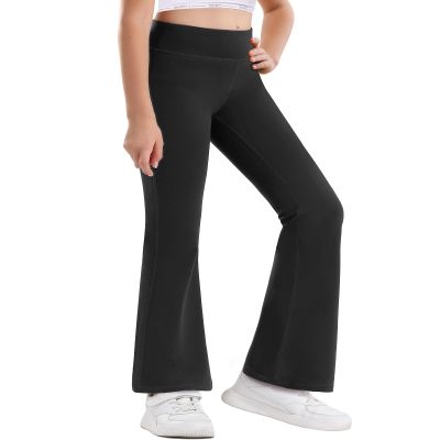 Stelle Girls, Little Kid Dance Bootcut High Waisted Bell Bottom Flare Leggings Yoga Pants Activewear (Black, 7-8 Years)