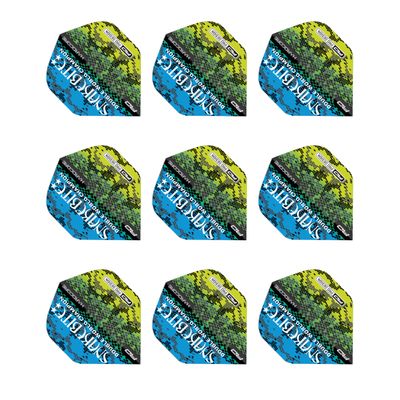 RED DRAGON Hardcore Peter Wright Snakebite Multi Snakeskin Blue Dart Flights - 3 Sets Per Pack (9 Dart Flights in Total)