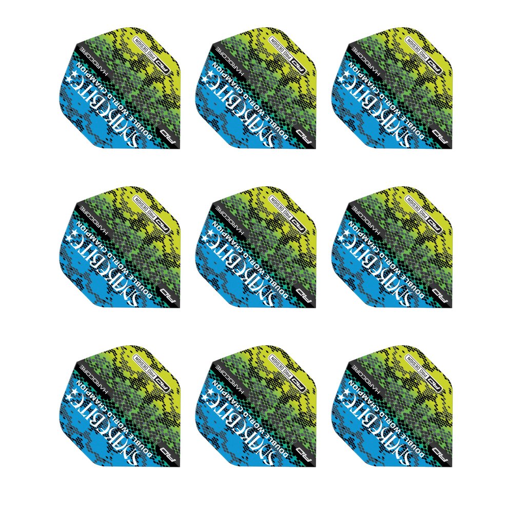 RED DRAGON Hardcore Peter Wright Snakebite Multi Snakeskin Blue Dart Flights - 3 Sets Per Pack (9 Dart Flights in Total)