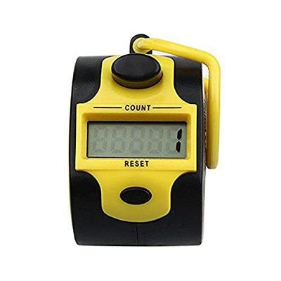 SagaSave Electronic Tally Counters, Manual Digital Counter with Finger Ring, Hand held Golf Clicker, Buddha Numbers Clicker (Yellow)