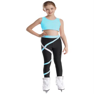 Huimingda Kid Girls 2 Piece Dance Outfits Sports Bra Crop Tank Top Athletic Leggings Set Gymnastics Tracksuit Light Blue 8 Years