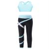 Huimingda Kid Girls 2 Piece Dance Outfits Sports Bra Crop Tank Top Athletic Leggings Set Gymnastics Tracksuit Light Blue 8 Years view 4