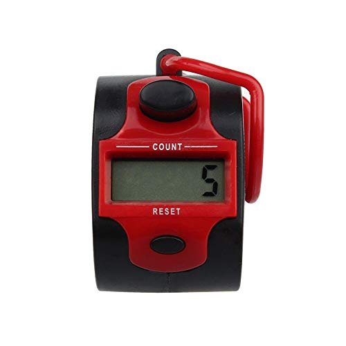 SagaSave Electronic Tally Counters, Manual Digital Counter with Finger Ring, Hand held Golf Clicker, Buddha Numbers Clicker (Red)