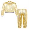 Jugaoge Kids Girls Shiny Metallic Dance Performance Costume Hip Hop Street Dance Dancewear Workout Tracksuit Gold 10 Years view 2