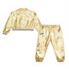 Jugaoge Kids Girls Shiny Metallic Dance Performance Costume Hip Hop Street Dance Dancewear Workout Tracksuit Gold 10 Years view 4