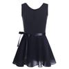 Duoremi Kids Girls Ballet Tutu Dress Dancewear Camisole Leotards with Mesh Tied Skirt Gym Ballerina Costume Black 5-6 Years view 1