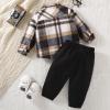 18 Month Boy Coat Infant Newborn Baby Boys Shirt Jacket Plaid Patchwork Long Sleeve Fall Coat (Black, 12-18 Months) view 4