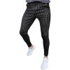 Men's Striped Button Fitting Casual Pant Striped Slacks Loose Comfort Trousers Plaid Slim Fit Stretch Dress Pant (Black,Small) view 1
