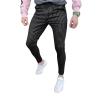 Men's Striped Button Fitting Casual Pant Striped Slacks Loose Comfort Trousers Plaid Slim Fit Stretch Dress Pant (Black,Small) view 3