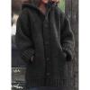 JEsilunmaMY Womens Chunky Winter Sweater Long Sleeve Button Up Warm Thicken Outwear Mid Long Oversized Pocket Cardigan Coat (Black,4X-Large) view 2