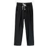DGHM-JLMY Men's Casual High Waist Elastic Waist Suit Pants Regular Fit Linen Drawstring Pants Training Jogging Sweatpant (Black,Medium)