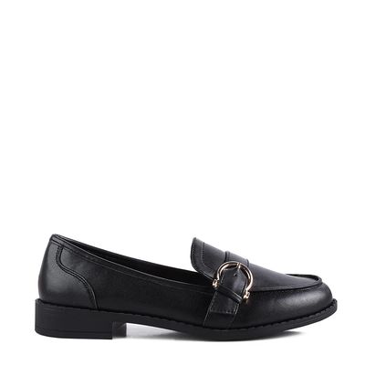 London Rag Women's Sheboss Buckle Detail Loafers Black