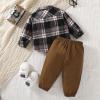 18 Month Boy Coat Infant Newborn Baby Boys Shirt Jacket Plaid Patchwork Long Sleeve Fall Coat (Brown, 12-18 Months) view 3