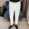 Men's Straight Casual Solid Color Trousers Simple Versatile Formal Office Pants Classic Stretch Pant (White,29) view 2