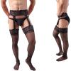 Mens Tights Suspender Pantyhose Sissy Sexy Lingerie Stockings Garter Belt Set for Men view 2
