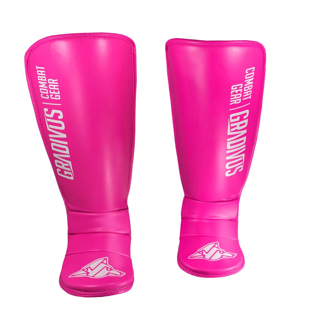 Classic Series Shin Guards for Kickboxing, Muay Thai, MMA, and Striking. (Large, Pink)