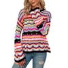 Women Crochet Sweaters Hollow Out Pullover Crop Top Striped Long Sleeve See Through Knit Casual Jumper Black view 1