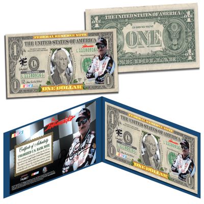Dale Earnhardt Senior SR Nascar Licensed Uncirculated One Dollar Bill Special Edition Collectible Display Holder and Certificate