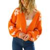 Womens Long Sleeve Floral Cropped Cute Cardigan Sweaters Open Front Knit Casual Fall Winter Outwear Orange view 1