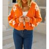 Womens Long Sleeve Floral Cropped Cute Cardigan Sweaters Open Front Knit Casual Fall Winter Outwear Orange view 3