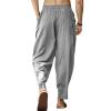 WABEOR Men's Lightweight Linen Capri Pants Loose Fit Elastic Waist Casual Beach Yoga Pants Pockets Drawstring Comfy Trousers Grey view 3