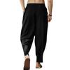 WABEOR Men's Lightweight Linen Capri Pants Loose Fit Elastic Waist Casual Beach Yoga Pants Pockets Drawstring Comfy Trousers Black view 3