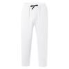 WABEOR Men's Lightweight Linen Capri Pants Loose Fit Elastic Waist Casual Beach Yoga Pants Pockets Drawstring Comfy Trousers White view 4