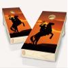 Cowboy on Horse Cornhole Board Vinyl Wrap Laminated Sticker Set Decal view 1