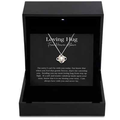 Love Knot Rose Gold Necklace Luxury Box Hug from Heaven Bereavement Gift Christmas in Heaven Wish You were Here Necklace Gift from Heaven