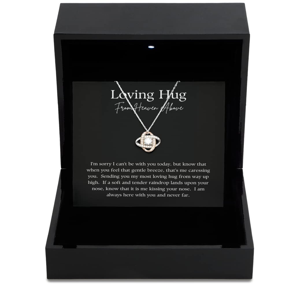 Love Knot Rose Gold Necklace Luxury Box Hug from Heaven Bereavement Gift Christmas in Heaven Wish You were Here Necklace Gift from Heaven