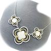 Accessory Simple Bohemian Style Silver Color Finished 2 Tone Color Triple Clover Shape Necklace Pendant Charm Set for Women ALI-5385Heid