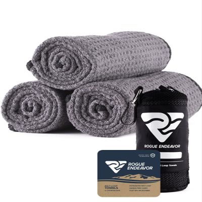 Rogue Endeavor Fishing Towels (Pack of 3) Microfiber Towels for Fishing with Belt Loop and Carry Bag (Gray)