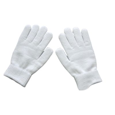 WILLWA 1 Pair of Knitted Gloves Winter Solid Color Full Finger Gloves Men and Women Gloves Thickened Cycling Gloves (Color : White, Size : One)
