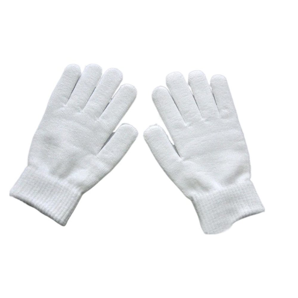 WILLWA 1 Pair of Knitted Gloves Winter Solid Color Full Finger Gloves Men and Women Gloves Thickened Cycling Gloves (Color : White, Size : One)
