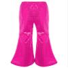 Aislor Girls Shiny Metallic Wide Leg Flare Trousers Stretch Bell Bottoms Modern Hip Hop Jazz Street Latin Dance Pants Hot Pink 2-3 Years view 2