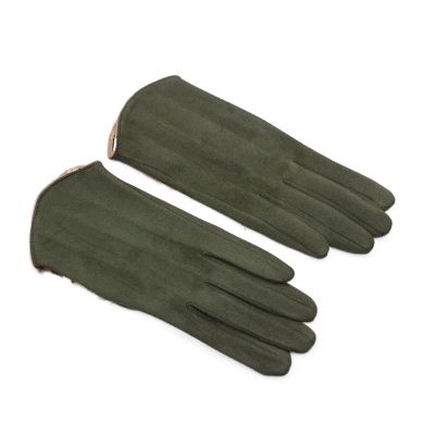 WILLWA Women's Autumn and Winter Warm Ultra-Thin Cashmere Solid Gloves Cycling Fabric Elegant Windproof (Color : Green, Size : One Size)