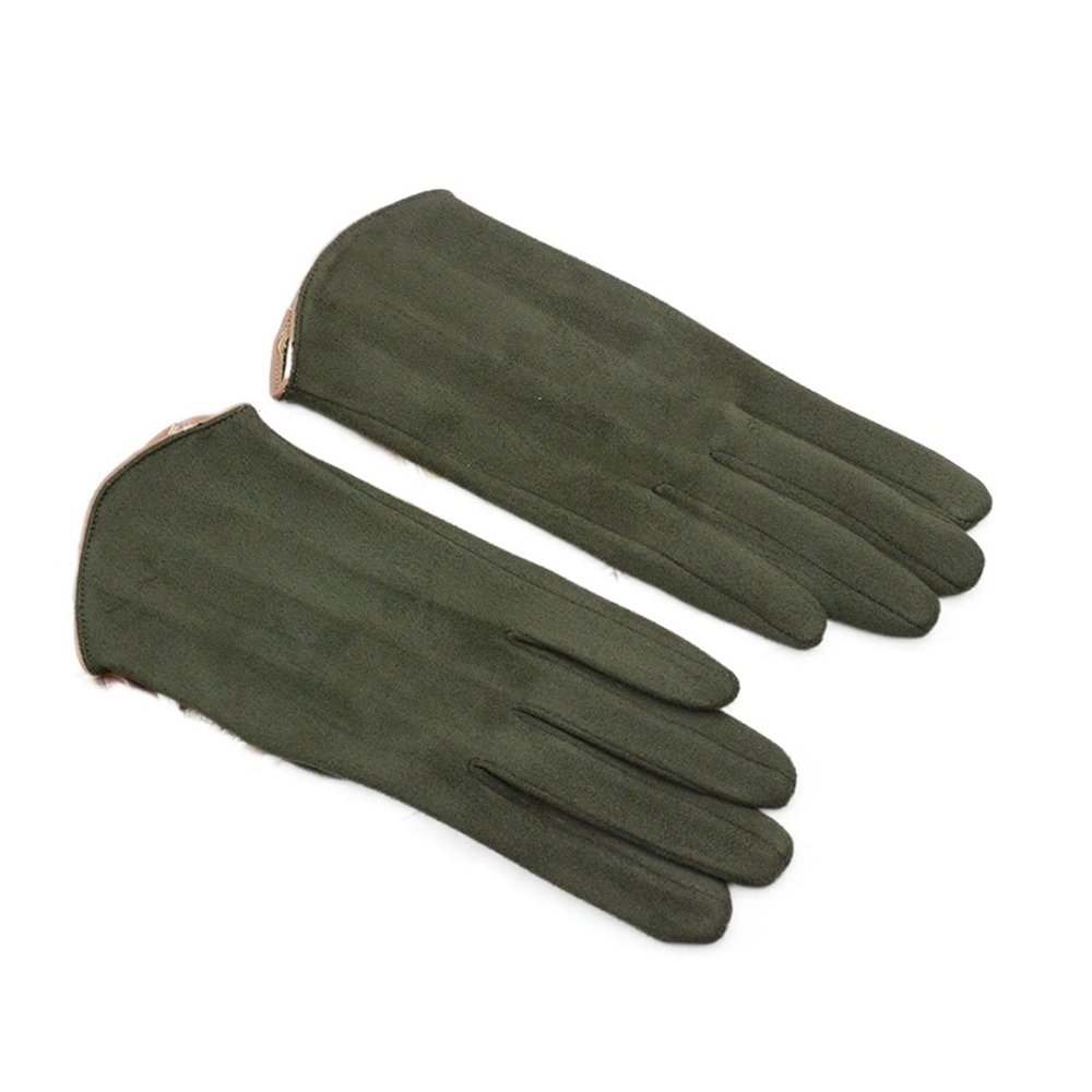 WILLWA Women's Autumn and Winter Warm Ultra-Thin Cashmere Solid Gloves Cycling Fabric Elegant Windproof (Color : Green, Size : One Size)