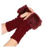 WILLWA Women's Warm Gloves Solid Color Mid-Length Arm Cuff Gloves Winter Elastic Band Wool Knitted Gloves (Color : Rojo, Size : Length 21cm) view 2