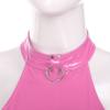 Vxuxlje Women's Patent Leather Crop Tops Metal O-Ring Tank Top Latex Clubwear Dance Rave Costume Hot Pink C X-Large view 2