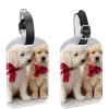 2 Pack Luggage Tags for Suitcase,Golden Retriever Dog Photo,Leather ID Labels Loop Privacy Cover for Travel Bag view 1