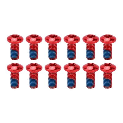 12pcs Disc Brake Rotor Bolts, Bicycle Rotor Screws for MTB Mountain Bike, Steel Disc Rotor Screws Bike Disc Brake Rotor Bolts M5 Bicycle Brake Disc Bolts Screw for Road Bike, Fixed Gear Bike(RED)