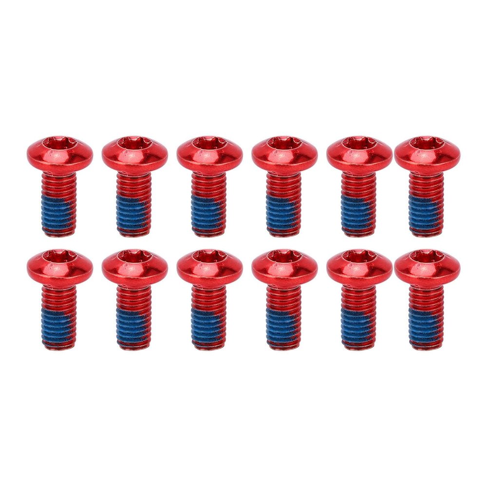 12pcs Disc Brake Rotor Bolts, Bicycle Rotor Screws for MTB Mountain Bike, Steel Disc Rotor Screws Bike Disc Brake Rotor Bolts M5 Bicycle Brake Disc Bolts Screw for Road Bike, Fixed Gear Bike(RED)
