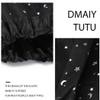 Dmaiy Tutus for Women Adult Layered Tulle Tutu Skirt Elastic Running Dance Skirts for Party Festival Costumes (Black) view 4