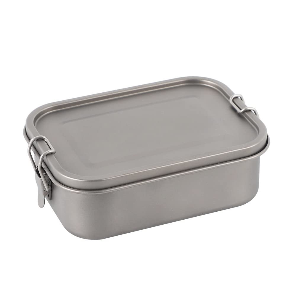 BRASSU Outdoor Pure Titanium Lunch Box Camping bento Box Lunch Box Picnic Box Portable Tableware (Size : 1 800ml)