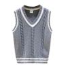 Agoky Kids Boys Knitted Sweater Vest V Neck School Uniform Pullover Knitwear Spring Autumn Outfit Grey Ribbed 5-6 Years
