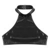 ACSUSS Women's Wetlook PVC Leather Mock Neck Zipper Vest Crop Top Exotic Clubwear Black A 4X-Large view 4