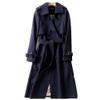 Bestgift Women's windbreaker, medium long, spring and autumn, big and small, fashionable coat, knee length coat Tibetan blue L