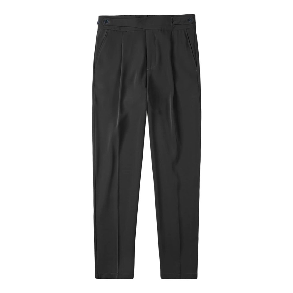 Men Summer Slim Casual Trousers Stretchy Slim Fit Slacks Tapered Trousers Classic Fit Flat Front Dress Pants (Black,29)