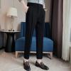 Men Summer Slim Casual Trousers Stretchy Slim Fit Slacks Tapered Trousers Classic Fit Flat Front Dress Pants (Black,29) view 2
