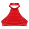 ACSUSS Women's Wetlook PVC Leather Mock Neck Zipper Vest Crop Top Exotic Clubwear Red A Large view 4